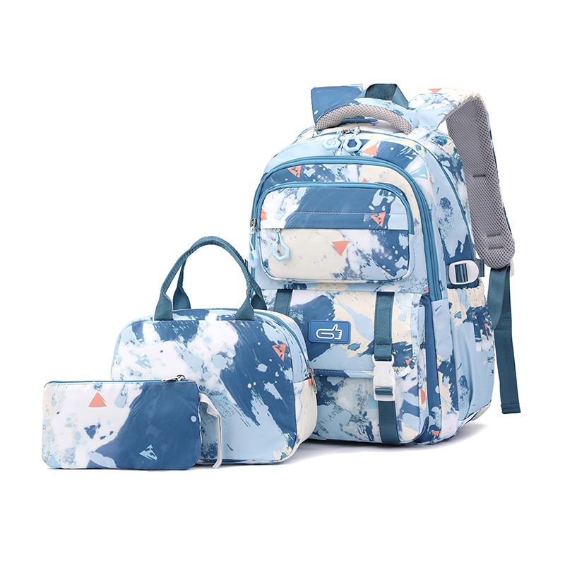 Blue and white backpack set with a padded laptop compartment