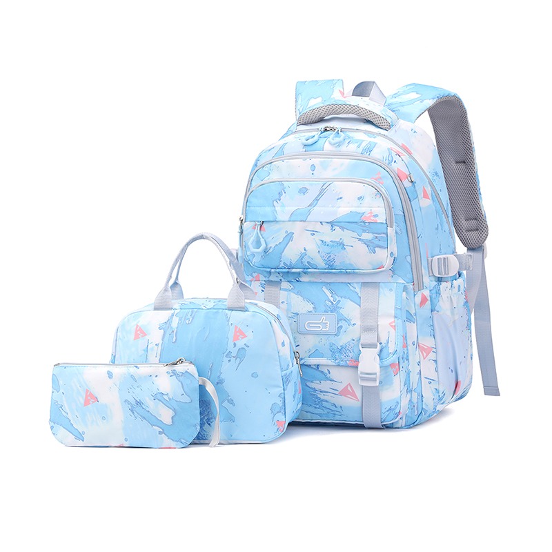 The Clip-Large Capacity Waterproof CamoPrint School Bag Laptop Backpack- BluePink — image 1