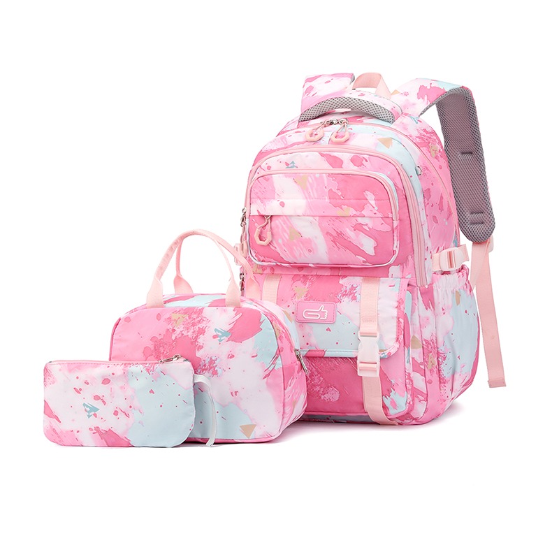 The Clip-Large Capacity Waterproof CamoPrint School Bag Laptop Backpack- PinkBlue — image 1