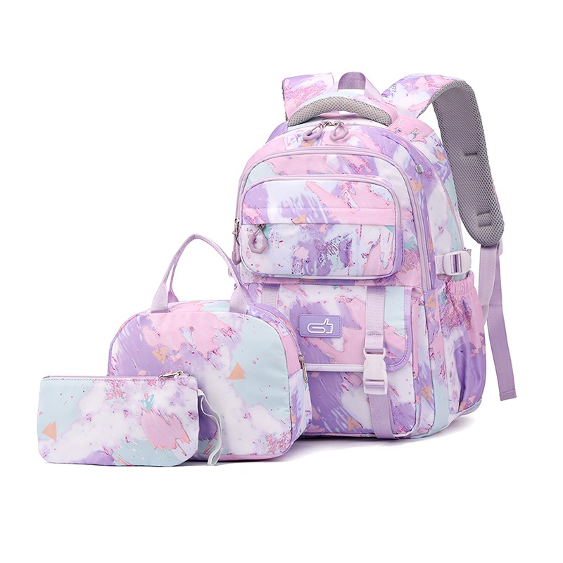 The Clip-Large Capacity Waterproof CamoPrint School Bag Laptop Backpack- PurplePink — image 1